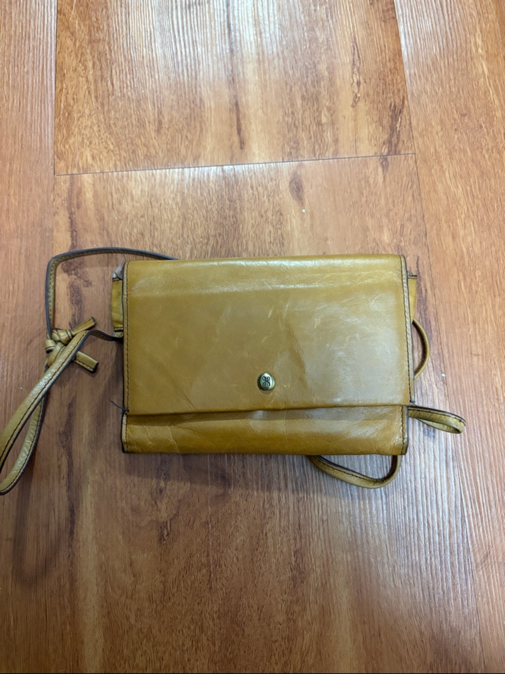 HOBO Mustard Yellow Leather Crossbody Wallet